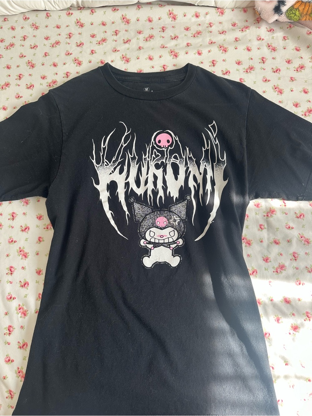 sanrio Black Graphic Tee with Pink Accent